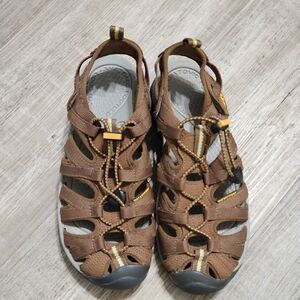Keen Brown Outdoor Sandals with Yellow Accents